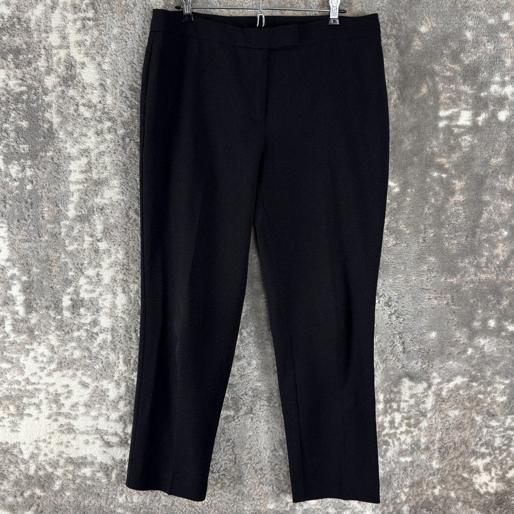 Anne Klein Size 8 Minimalist‎ Straight Leg Pants Black Button Zip Casual Stretch